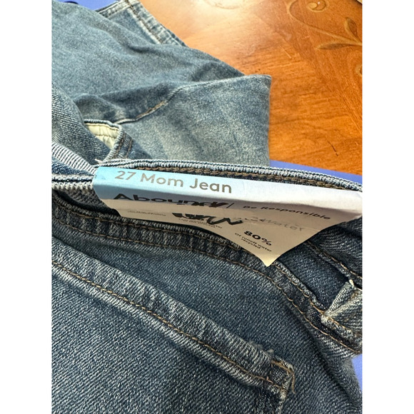 Abound Mom Jeans Straight Leg Stretchable High Rise Button Fly Blue W US 27 NWT - Picture 8 of 9